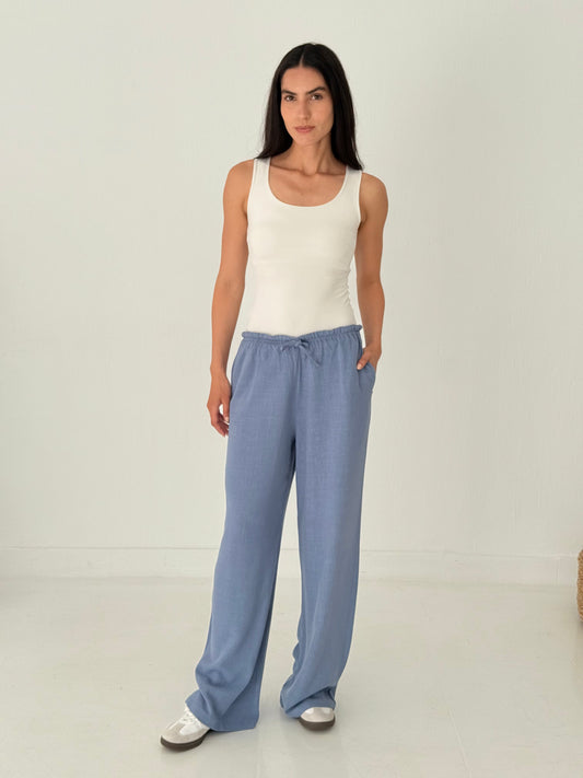 Blue linen pants