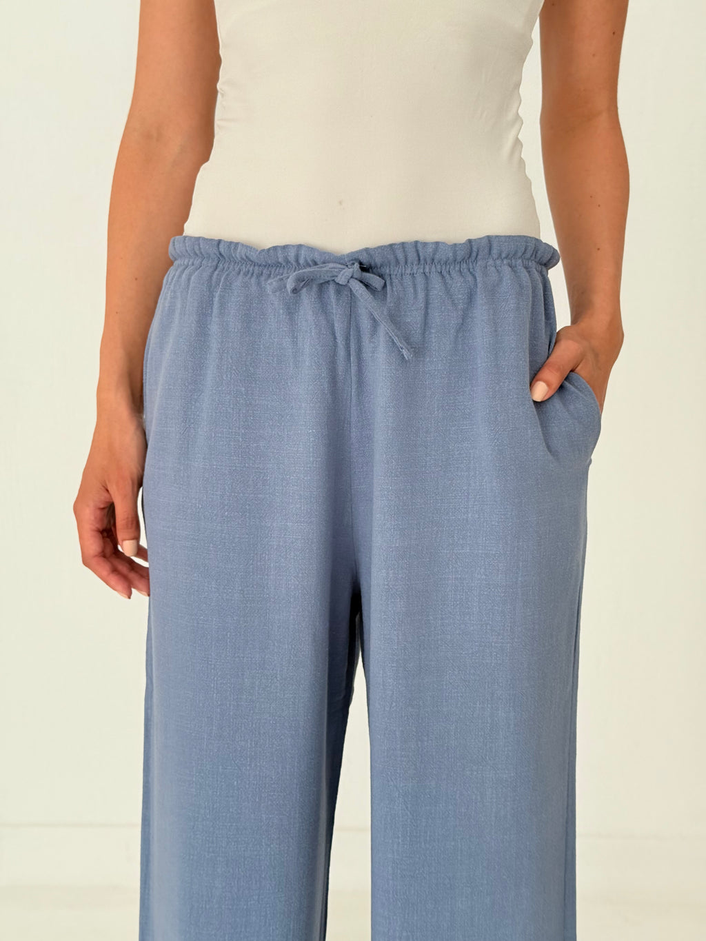 Blue linen pants
