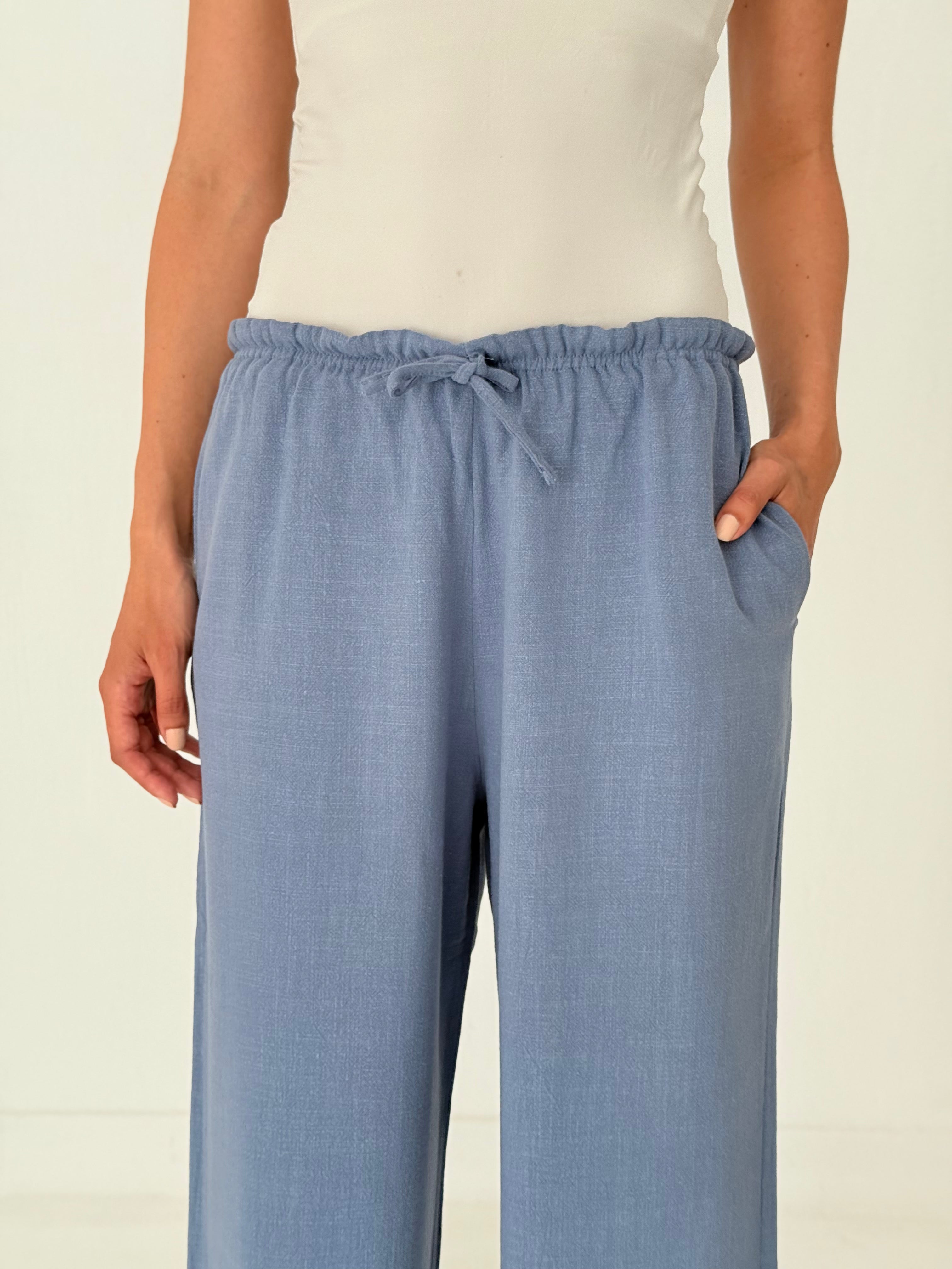 Blue linen pants