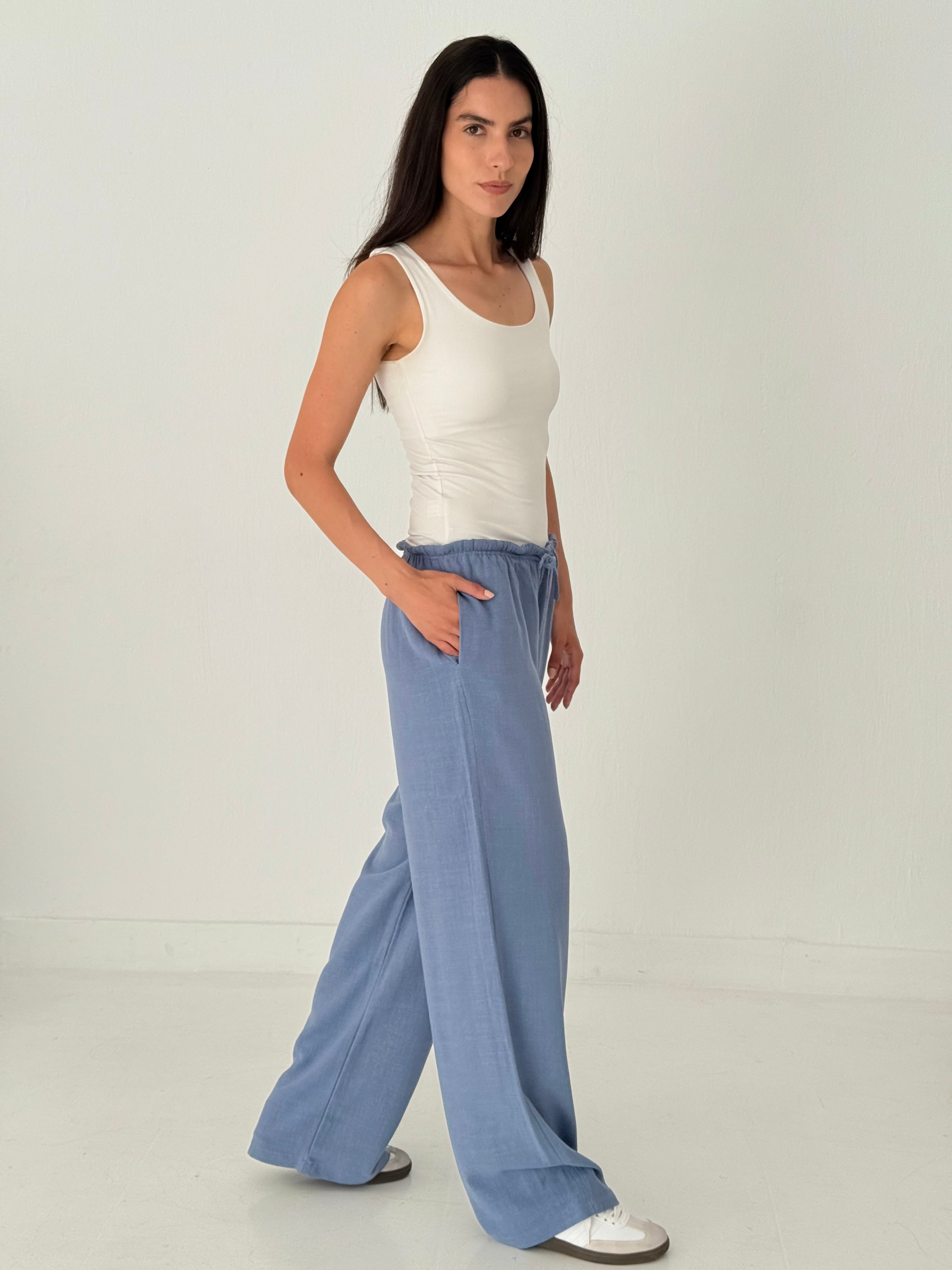 Blue linen pants