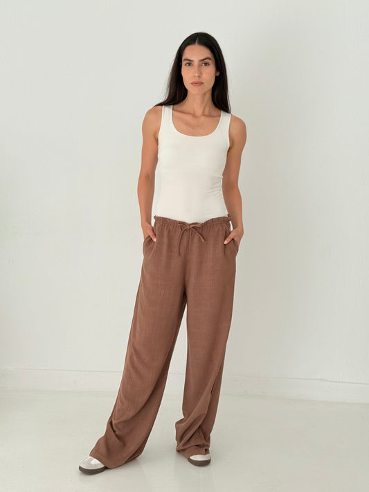 Brown linen pants