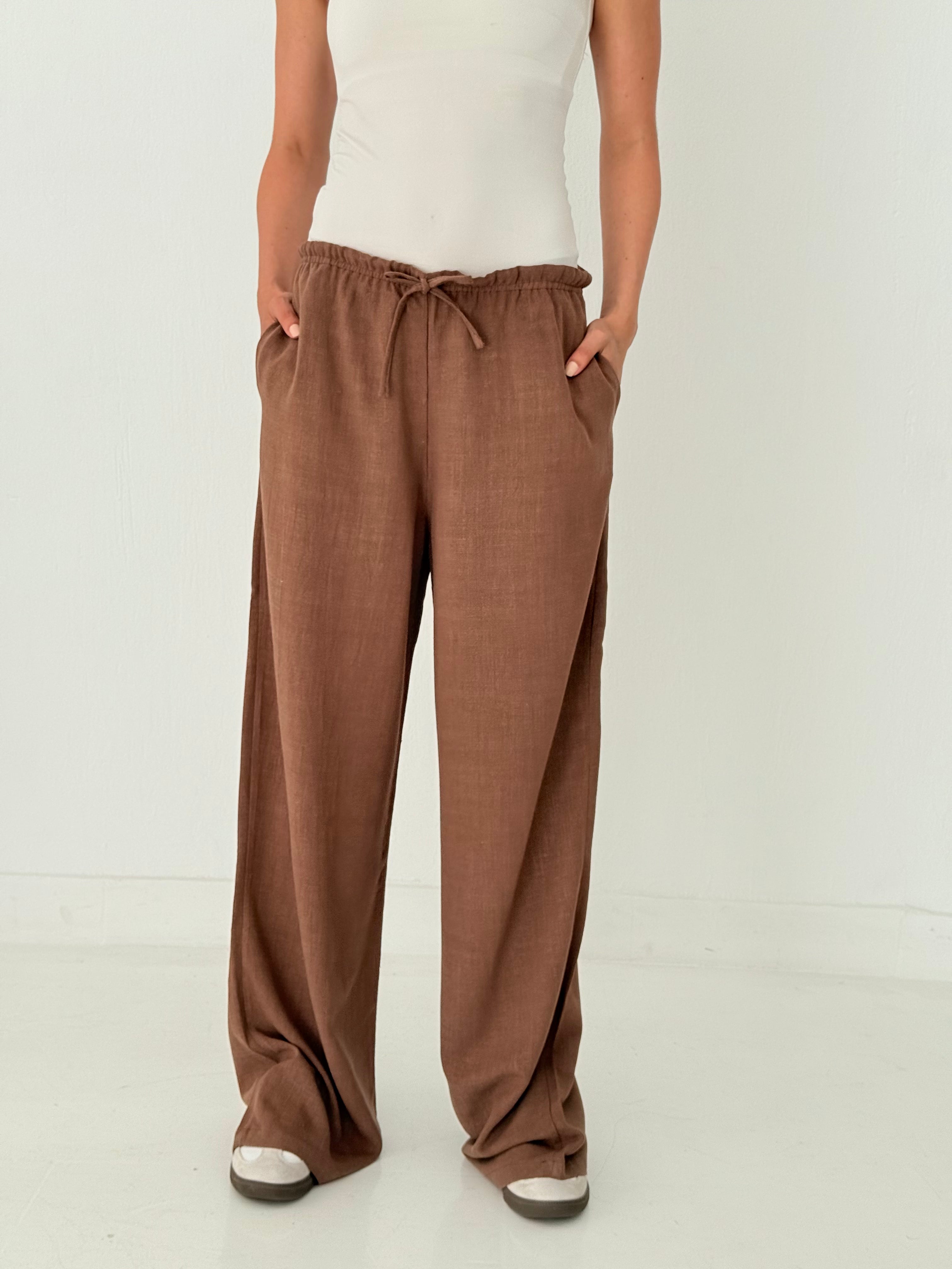 Brown linen pants