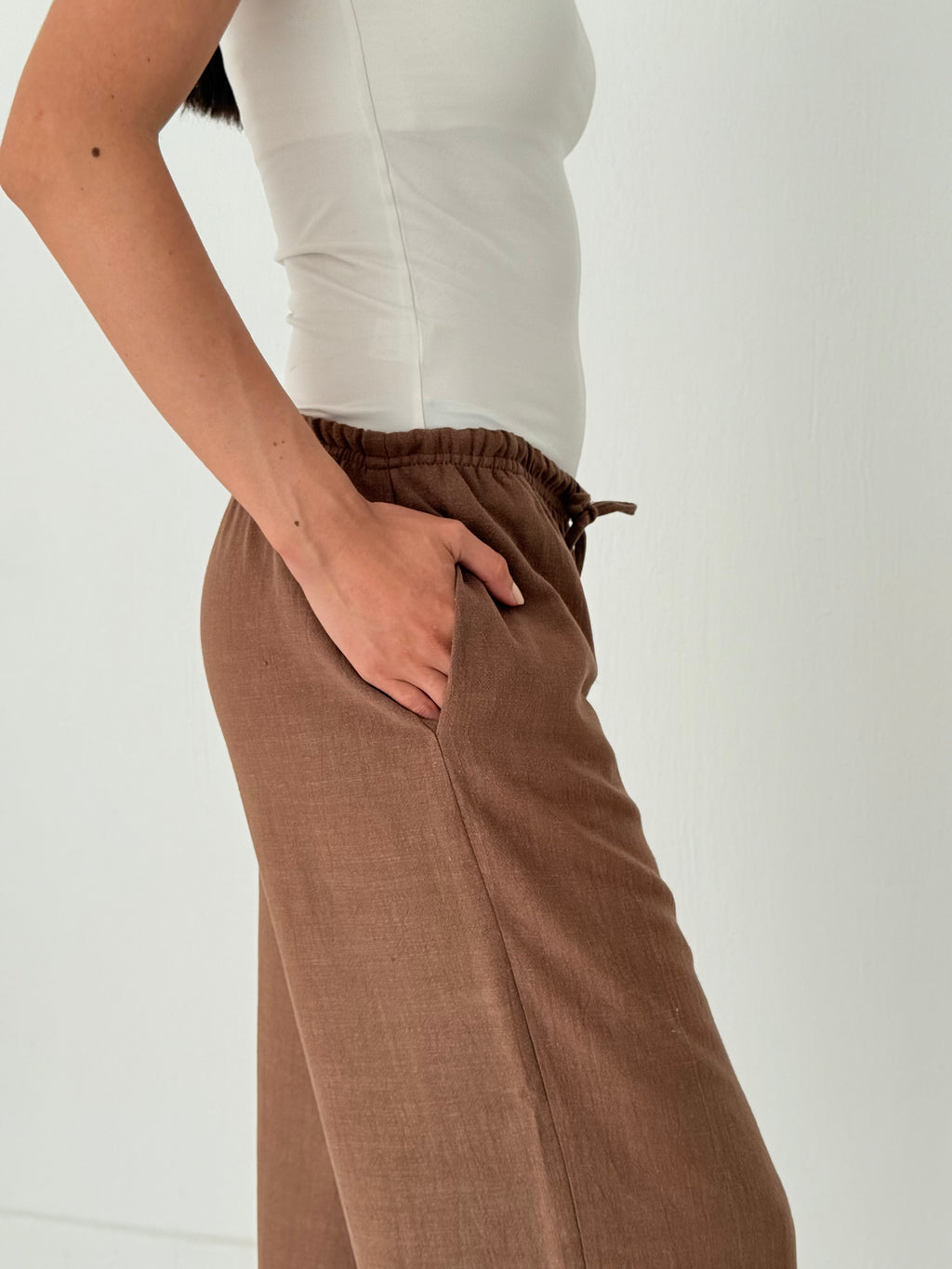 Brown linen pants