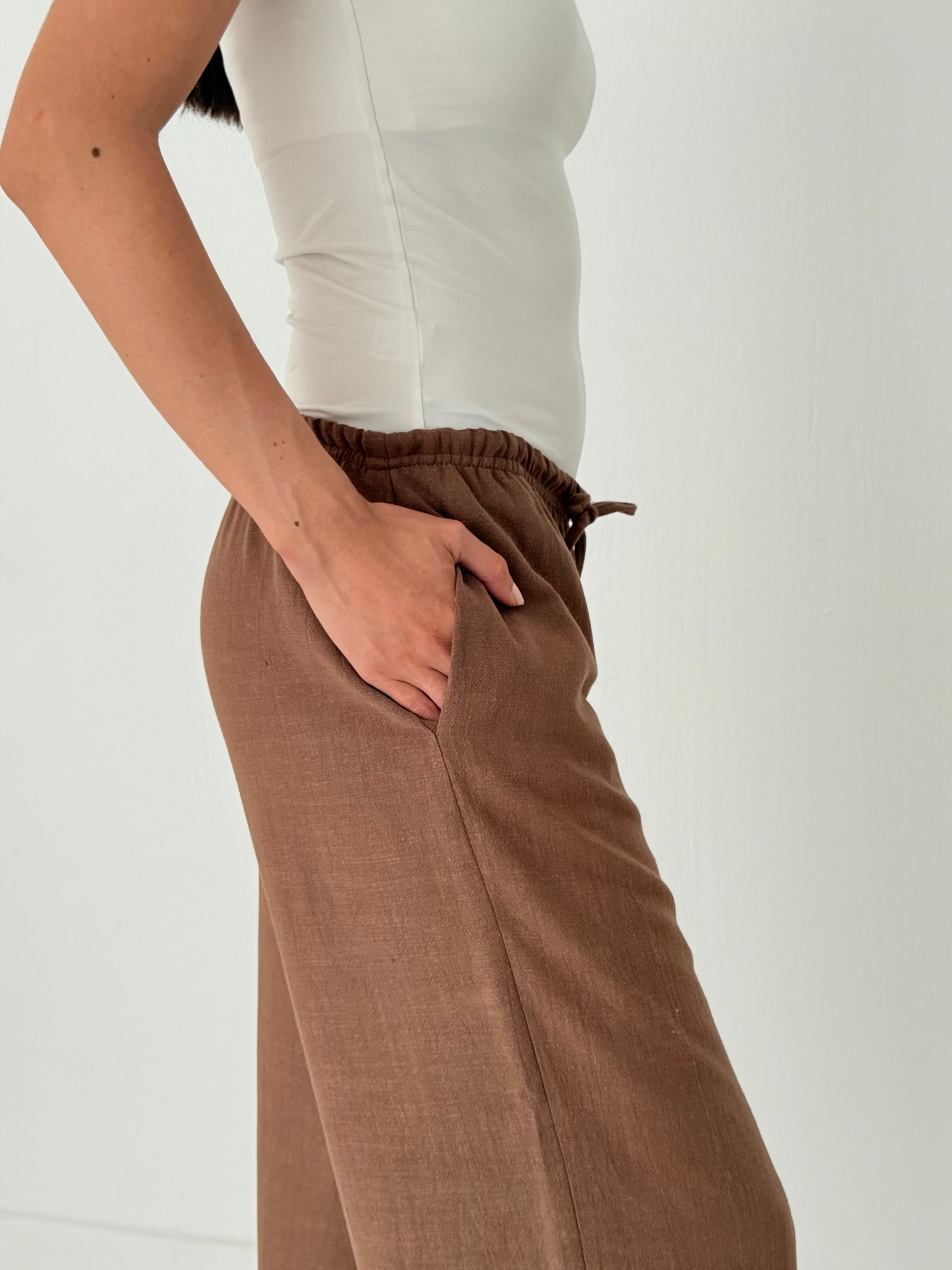 Brown linen pants