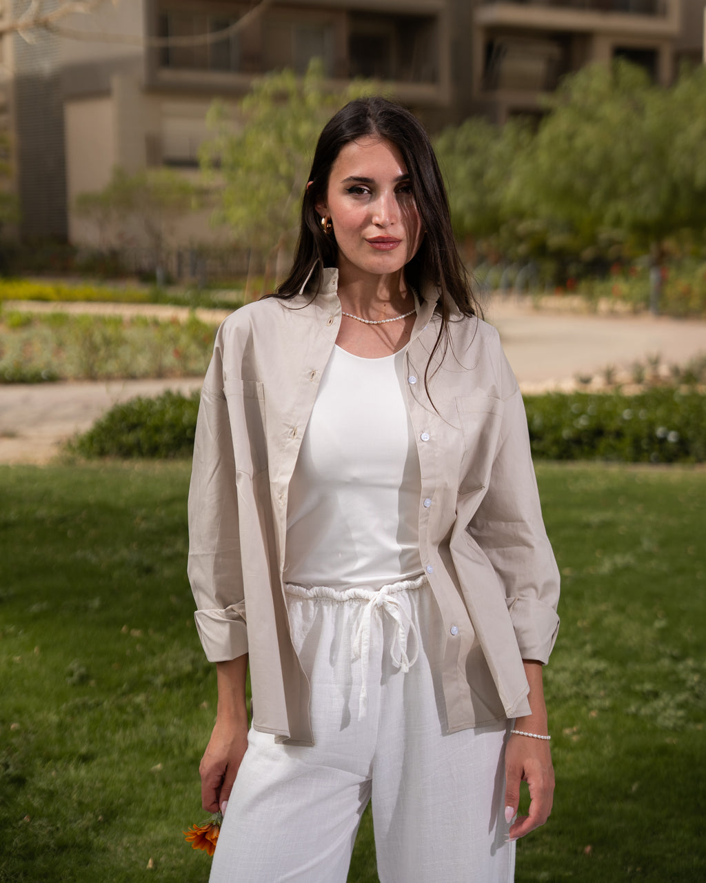 Beige poplin shirt