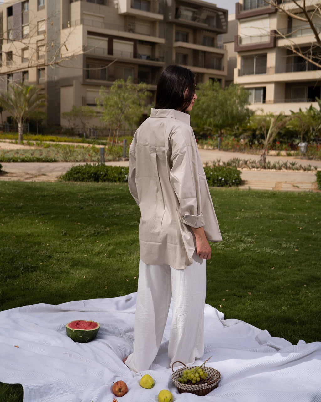 Beige poplin shirt