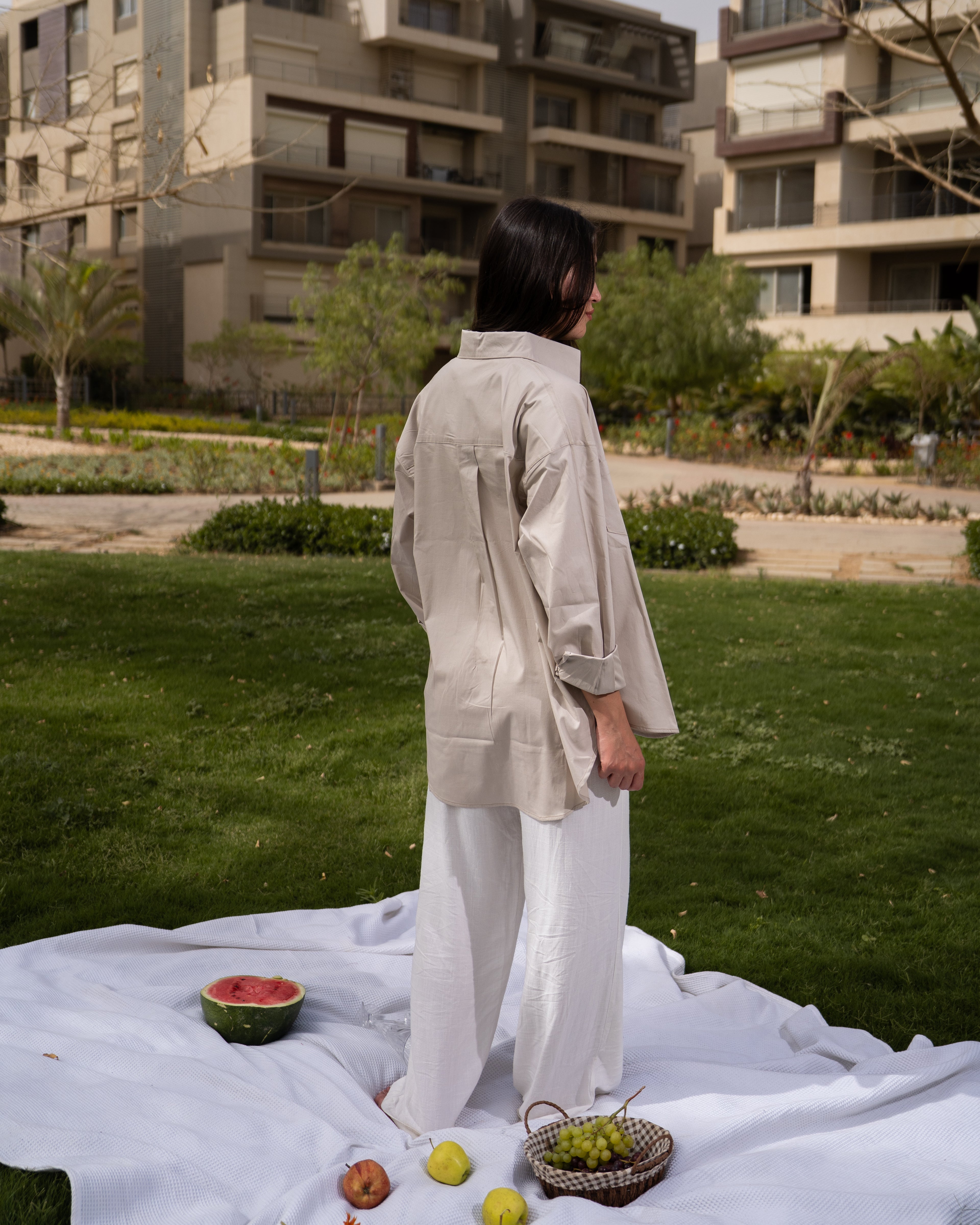 Beige poplin shirt