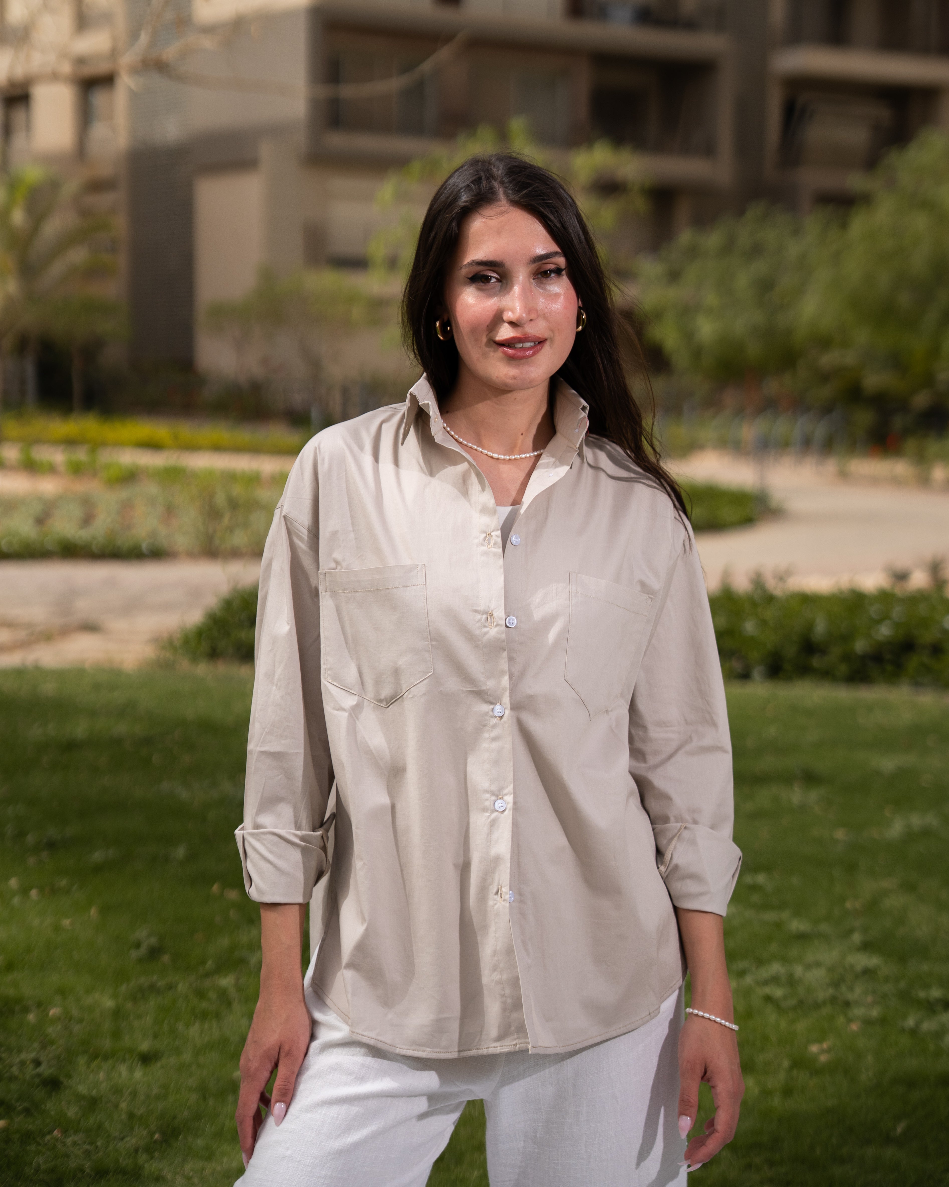 Beige poplin shirt