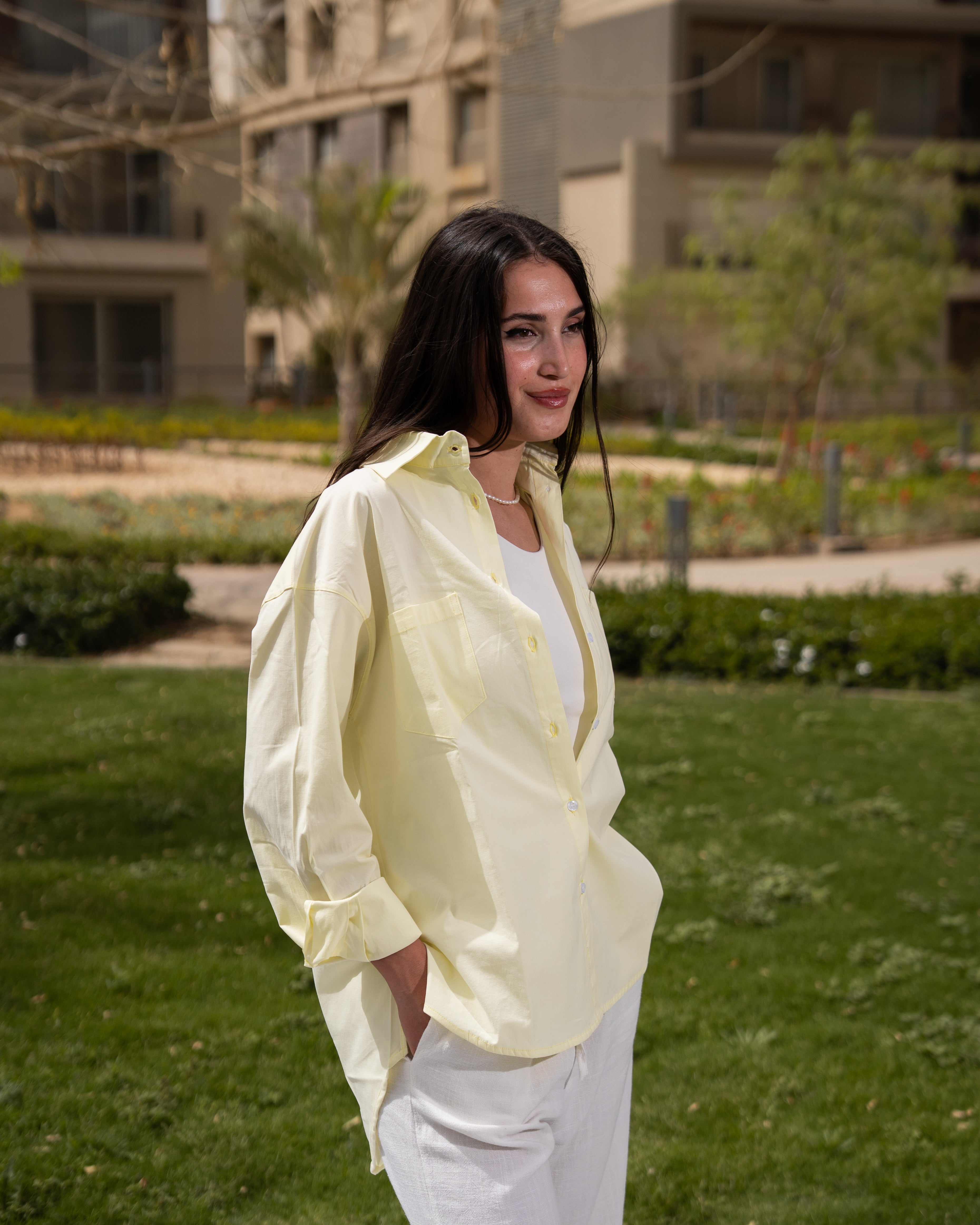 Yellow poplin shirt