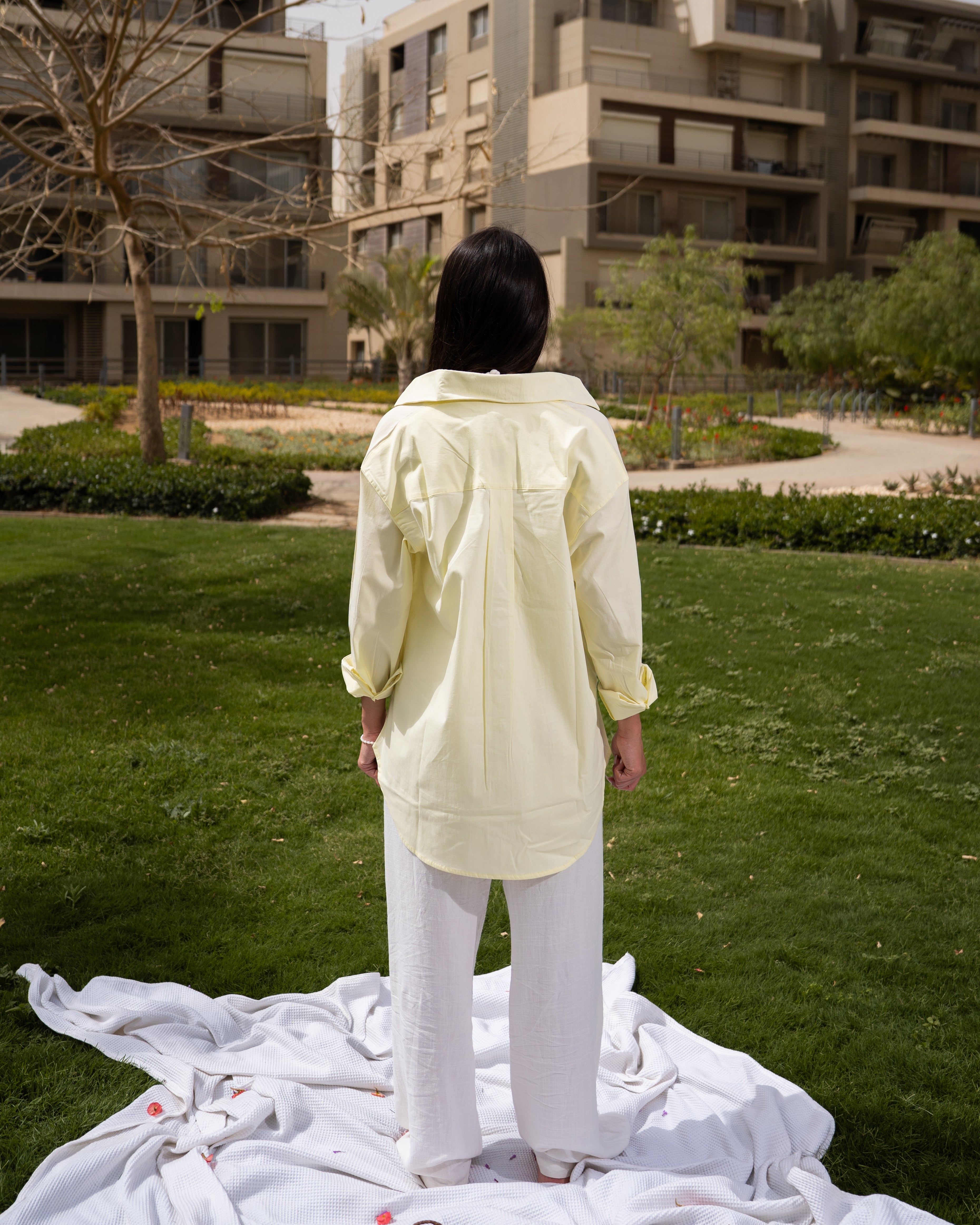 Yellow poplin shirt