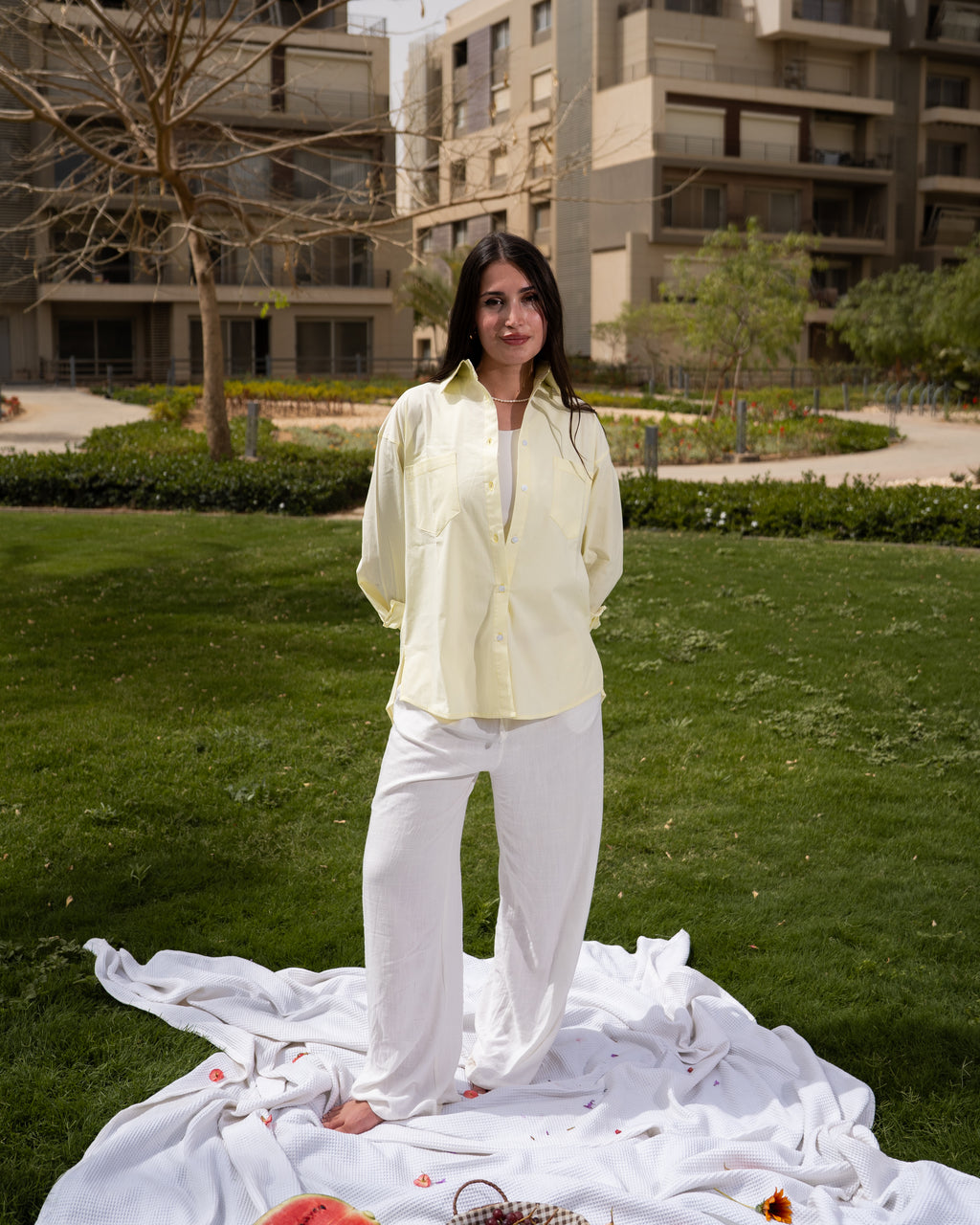 Yellow poplin shirt