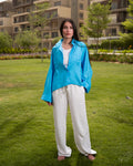Turquoise linen shirt