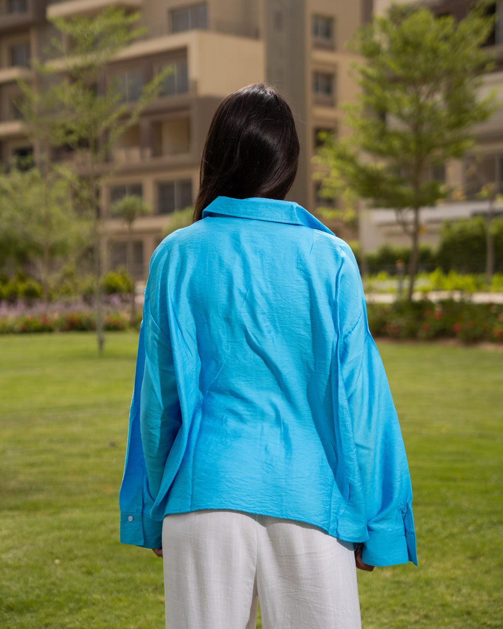 Turquoise linen shirt