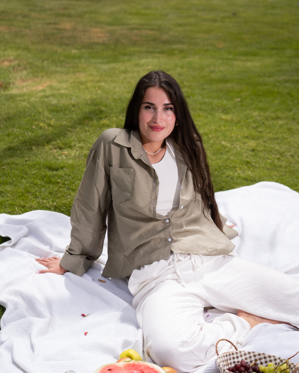 Olive linen shirt