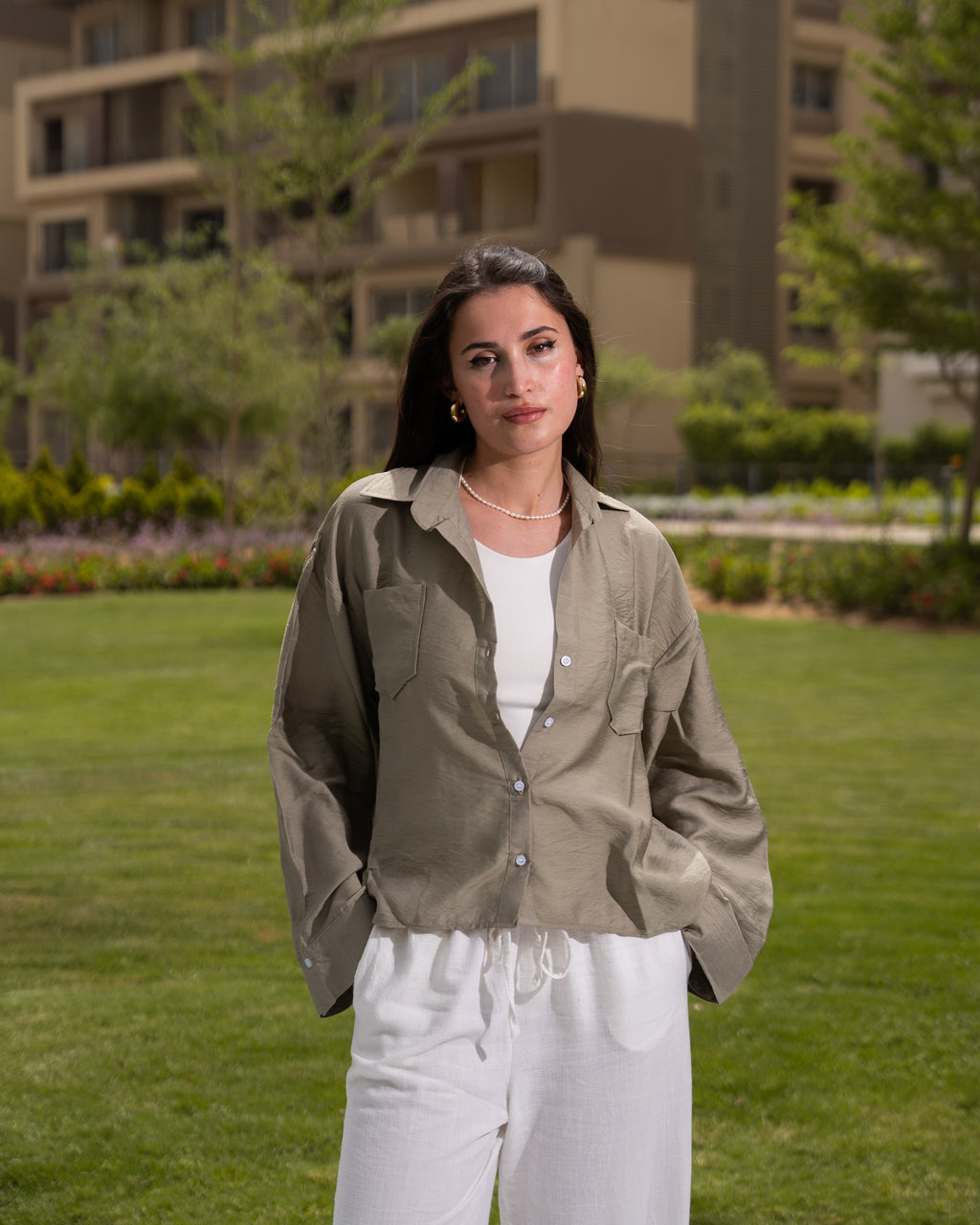Olive linen shirt
