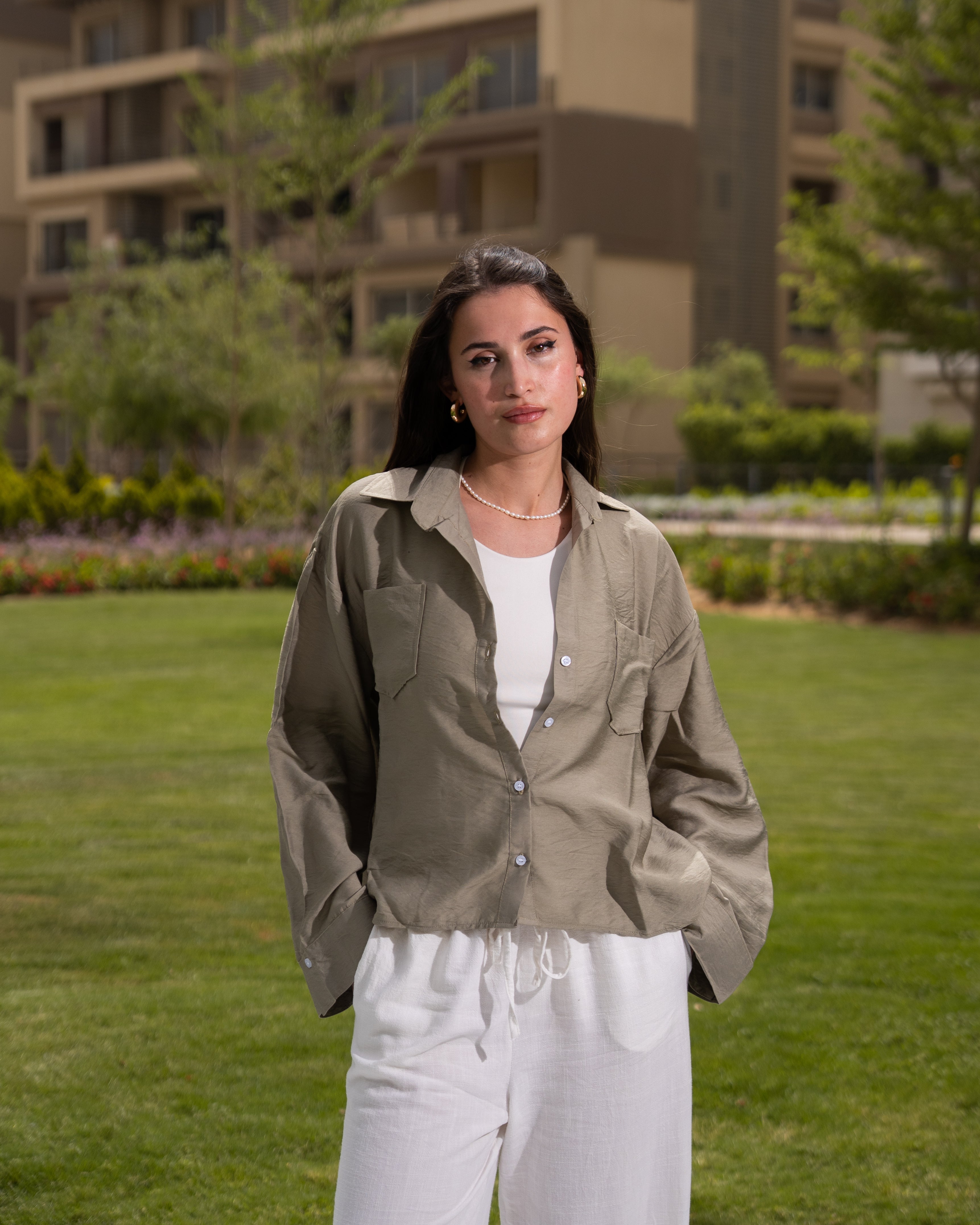 Olive linen shirt