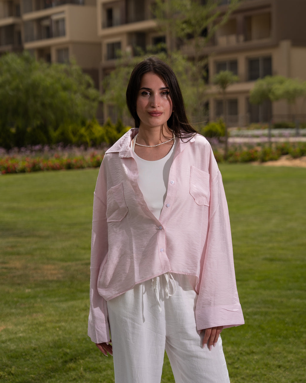 Pink linen shirt