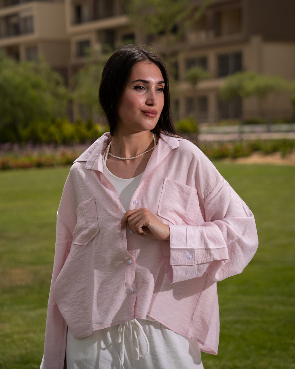 Pink linen shirt